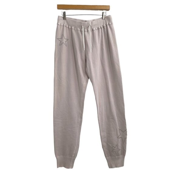 Monrow Pale Pink Star Studded Sweatpants Womens Size Large Loungewear Casual